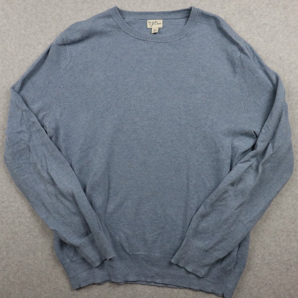 J Crew Sweater‎ Mens XL Pullover Knit Crew Neck Casual Cotton Blue Long Sleeve